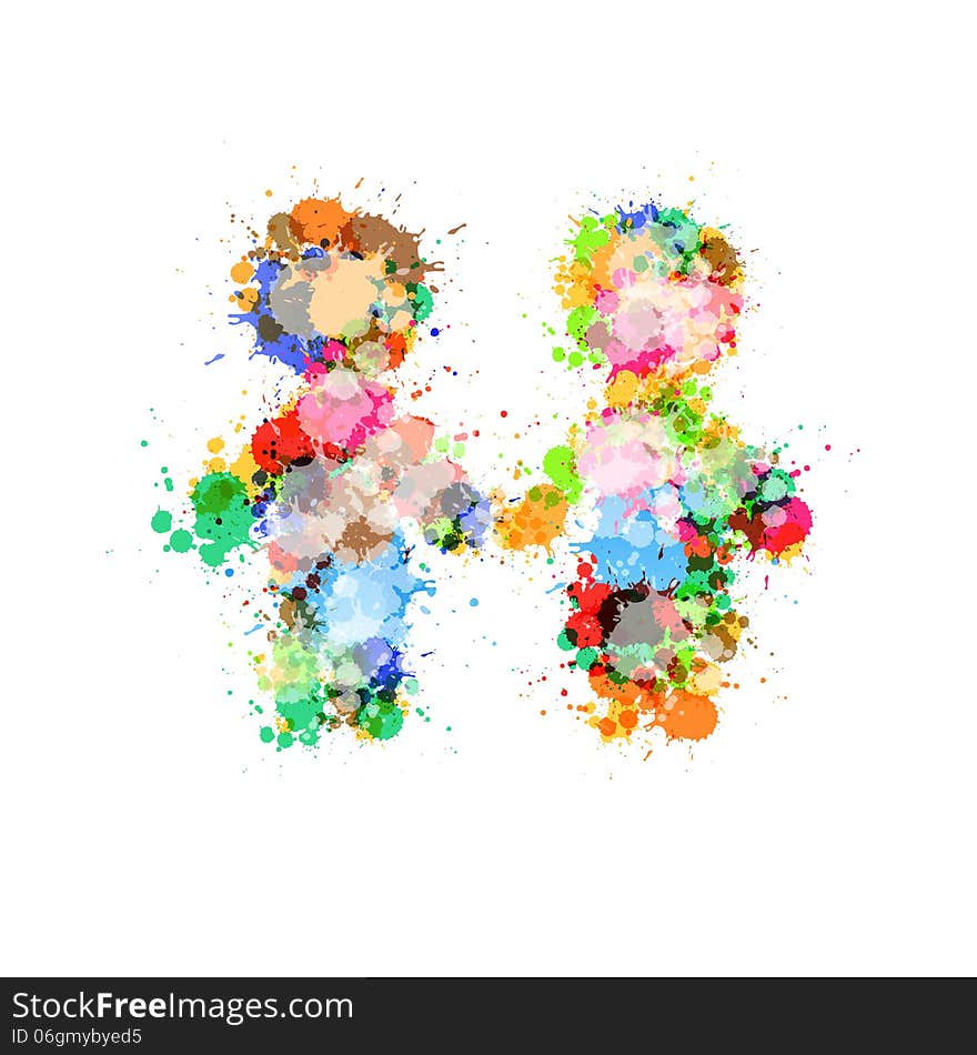 Abstract Two People Holding Hands Made From Colorful Splashes, Blots, Stains