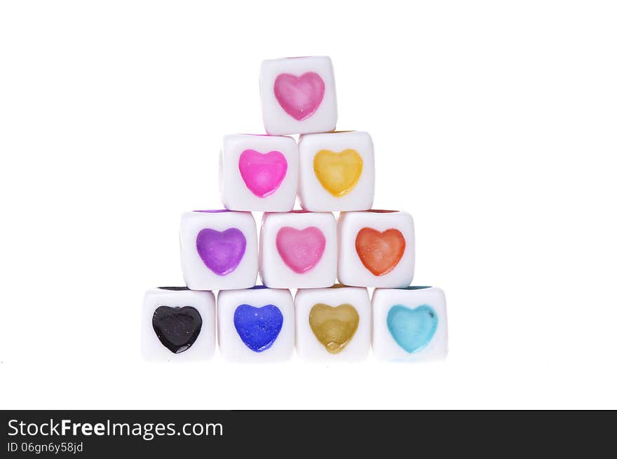 Cubes with heart shapes