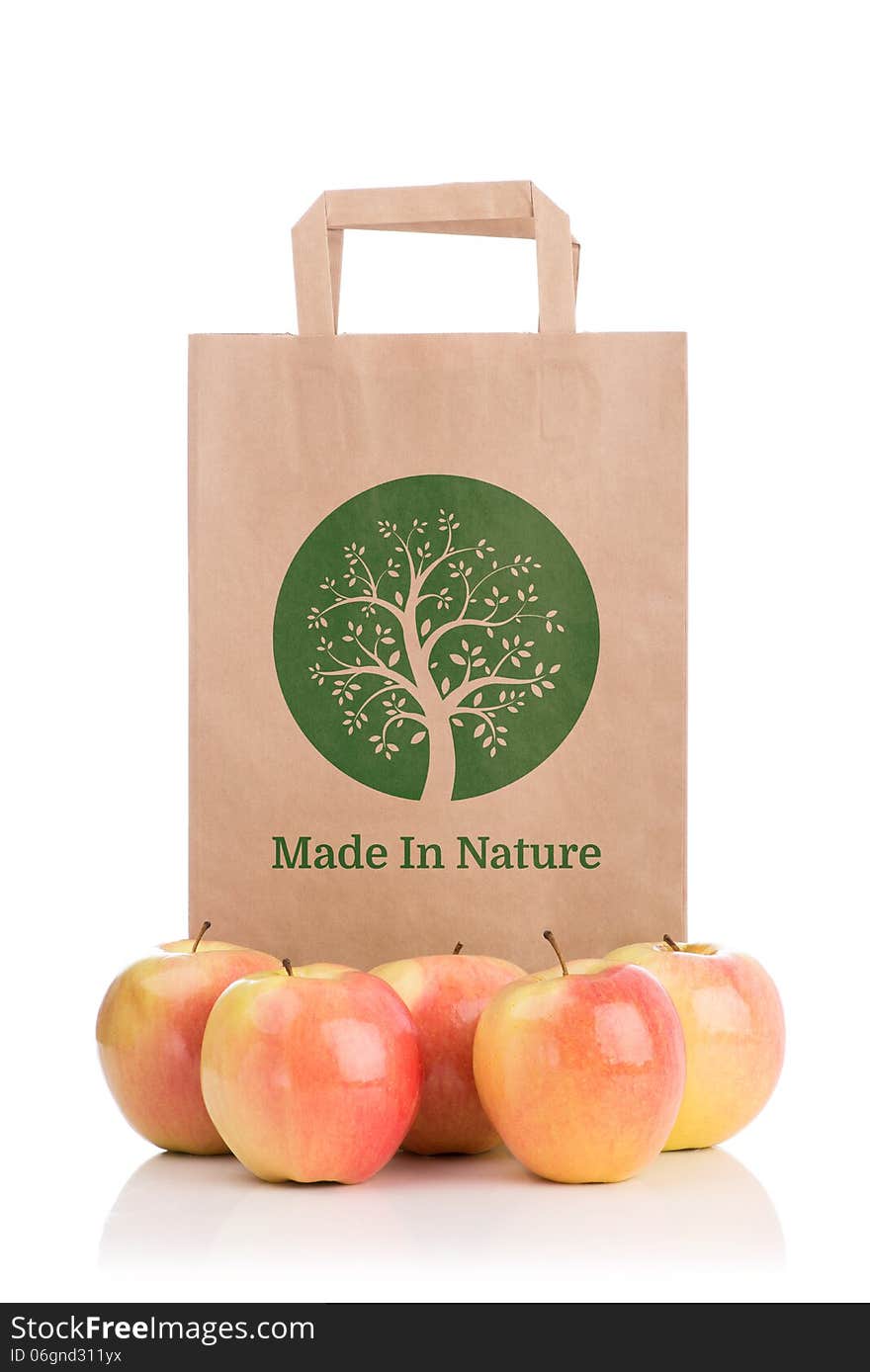 Paper bag with apples