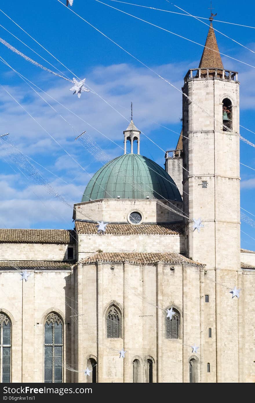 The Cathedral of St. Francis in the medieval town of Ascoli Piceno. Marche Region, Italy. The Cathedral of St. Francis in the medieval town of Ascoli Piceno. Marche Region, Italy