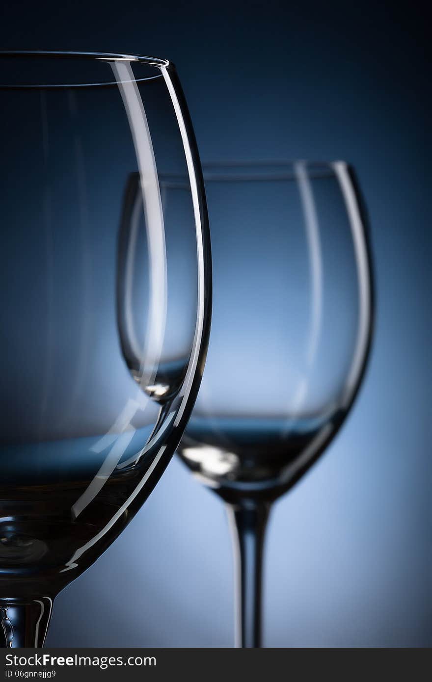 Two empty wine glasses