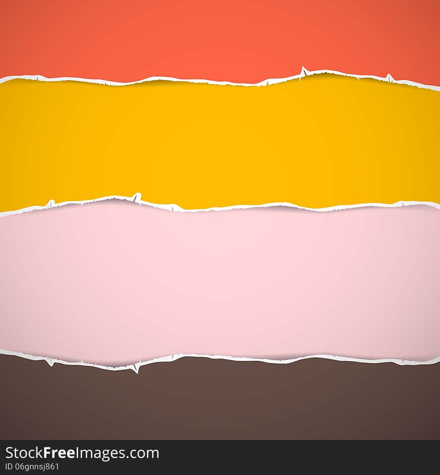 Retro Pink, Yellow, Red Cardboard, Torn Papers Background