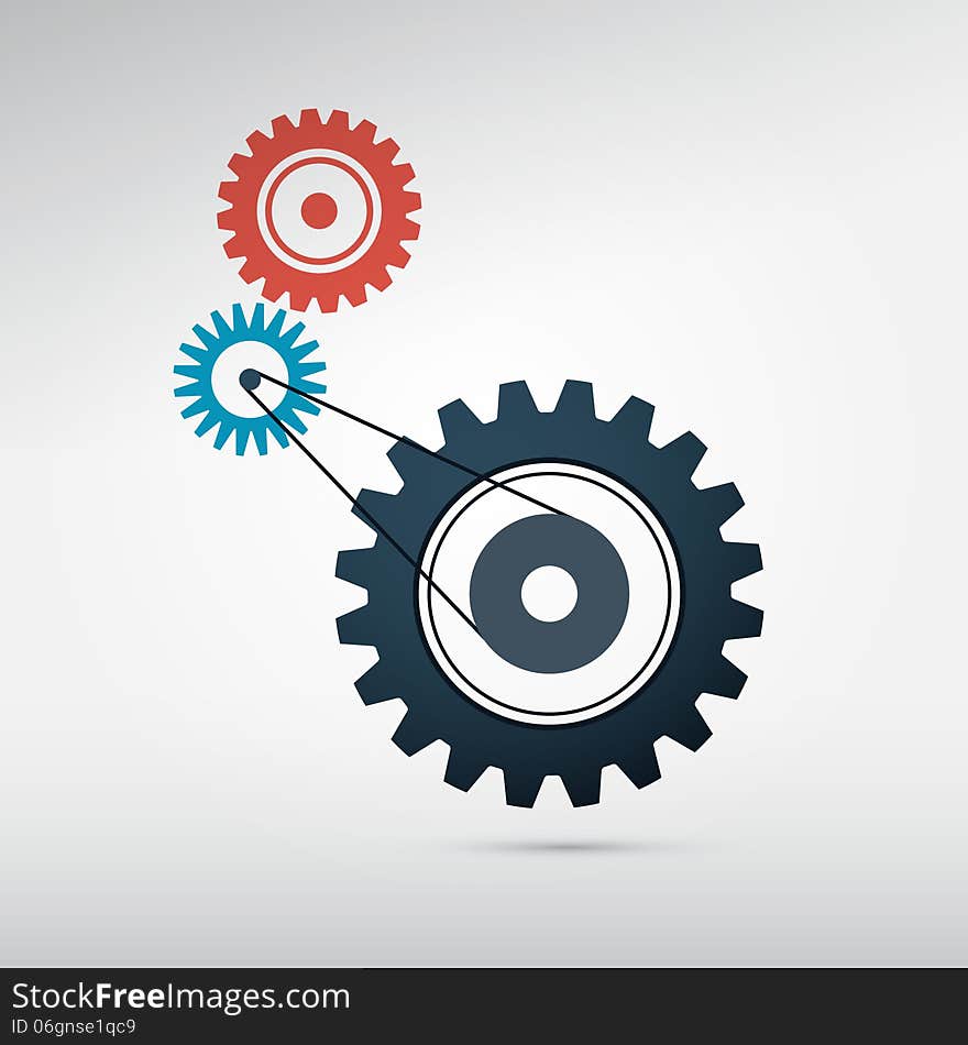 Abstract vector cogs - gears on grey background