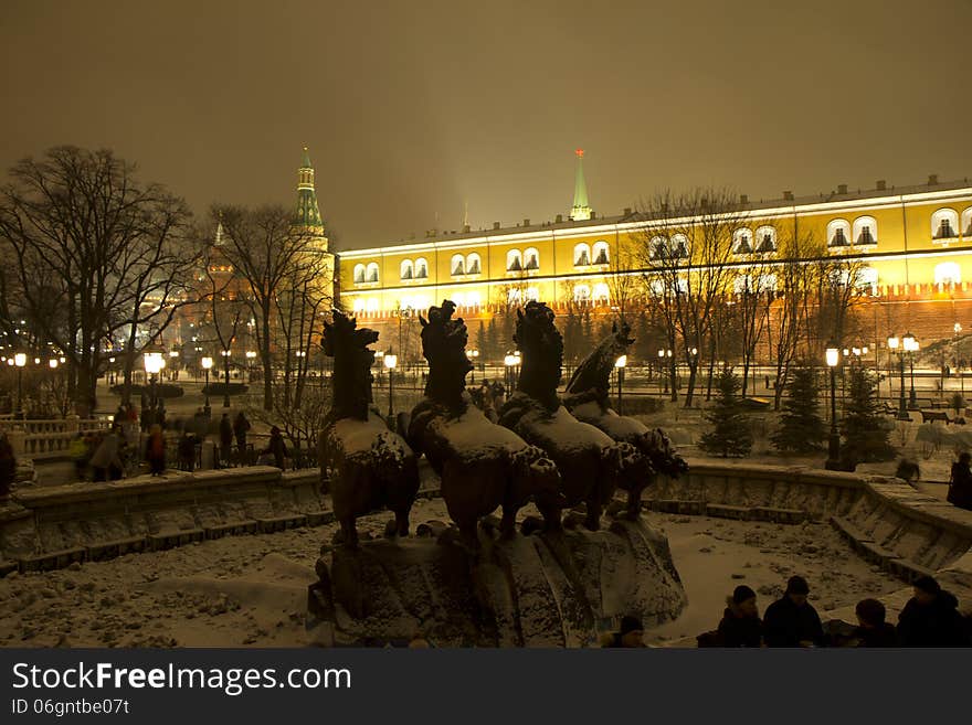 Russia. Moscow. Night Lighting.