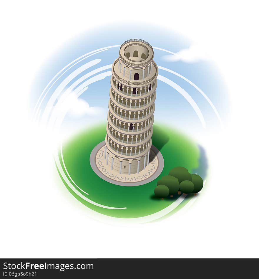 The Leaning Tower of Pisa (Italian: Torre pendente di Pisa) or simply the Tower of Pisa (Torre di Pisa) is the campanile, or freestanding bell tower, of the cathedral of the Italian city of Pisa, known worldwide for its unintended tilt to one side.