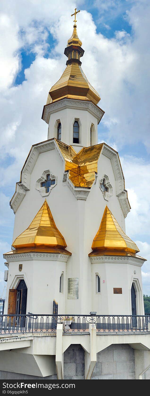 Beautiful chapel on river bank