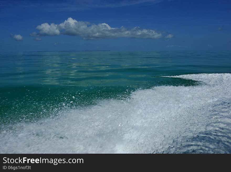 Wave from motor on water