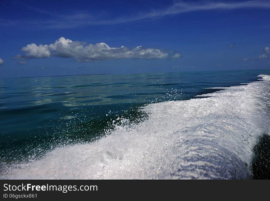 Wave from motor on water