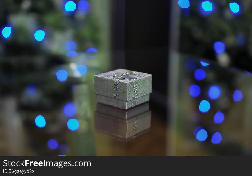 Silver gift box with lights