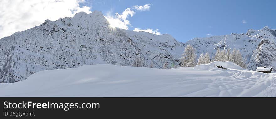 Alagna Alps winter panorama 3