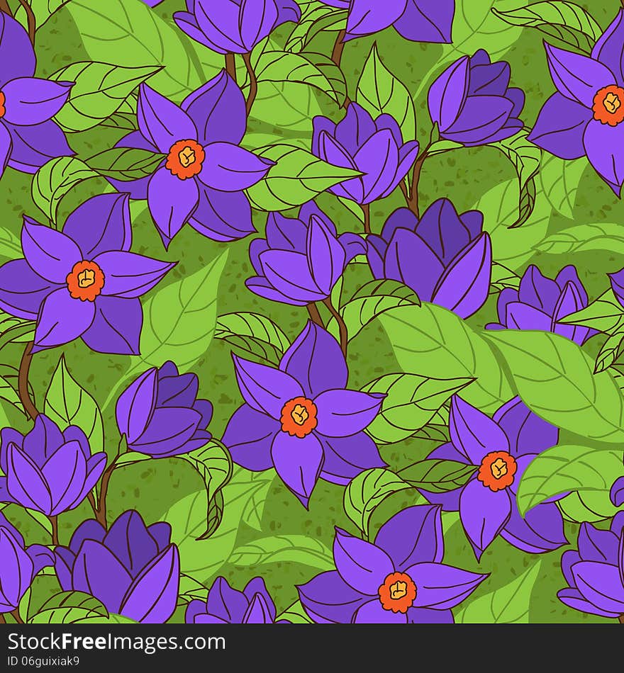 Vector seamless pattern with magnolia