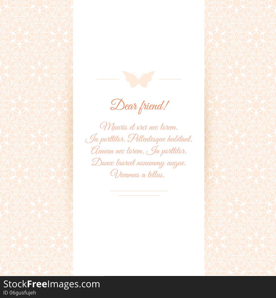 Beautiful invitation card on ornate background