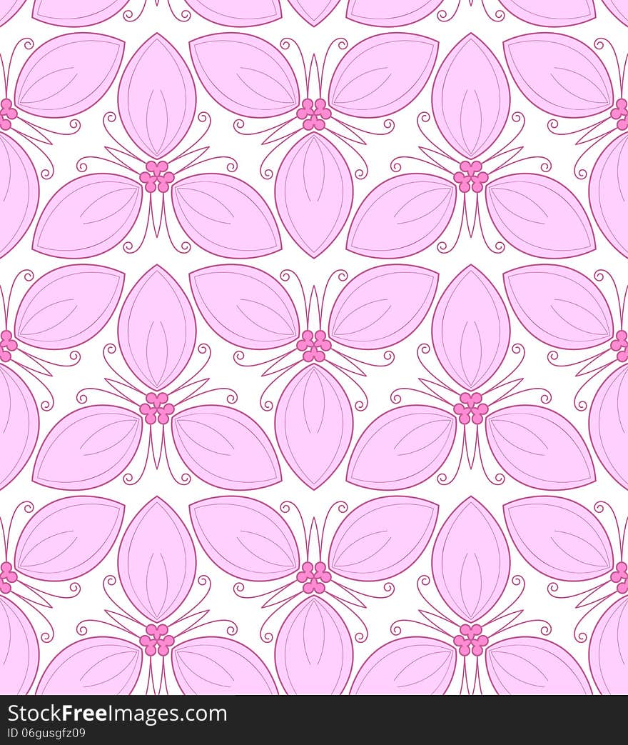 Floral seamless pattern with pink abstract leaves