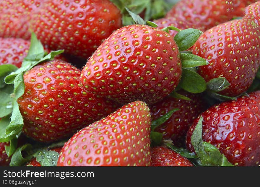 Strawberries in a bowl on the table