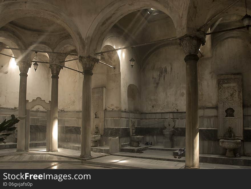 Detail shot of an inside of Turkish hammam in İstanbul,turkey. Detail shot of an inside of Turkish hammam in İstanbul,turkey