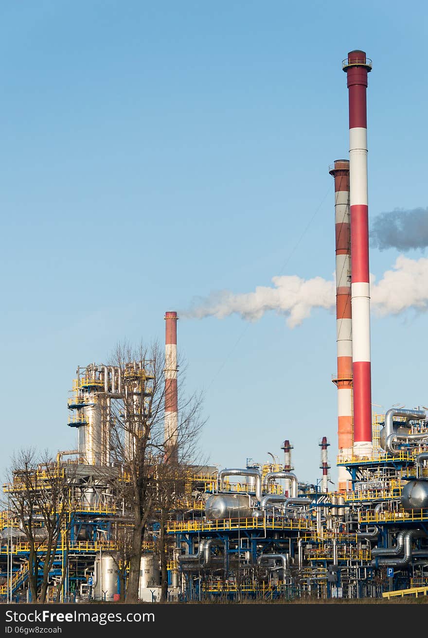 Industrial view of an oil refinery plant on north of Poland. Industrial view of an oil refinery plant on north of Poland