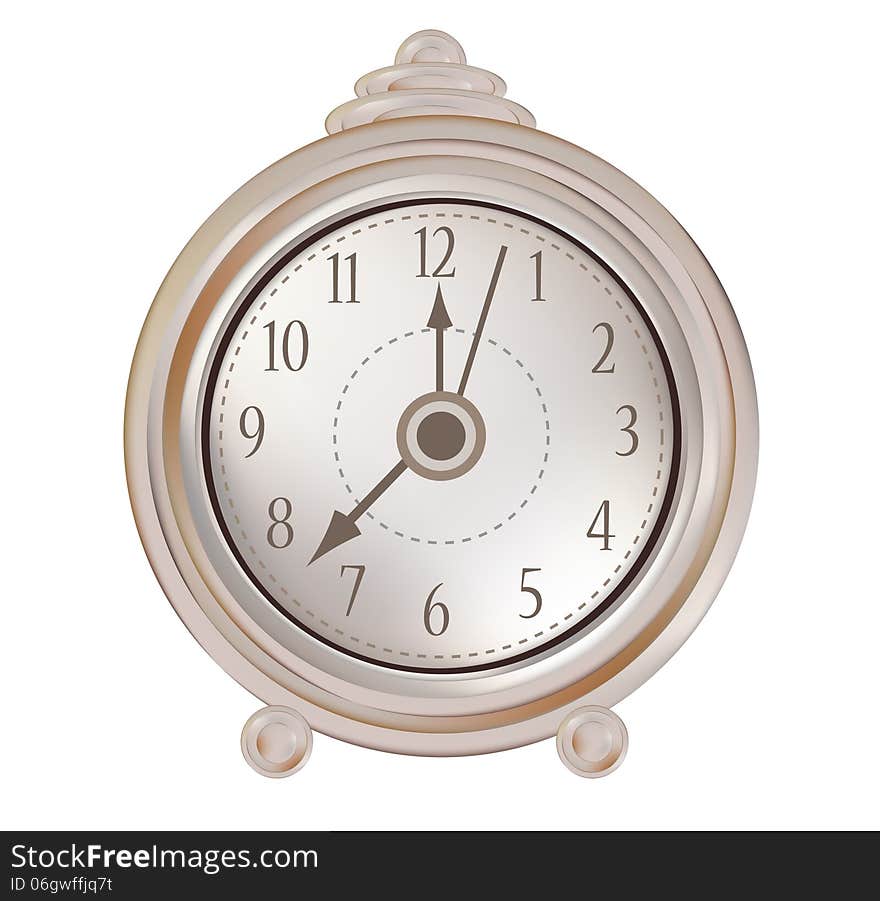 Isolated old clock. Clip-art, Illustration.