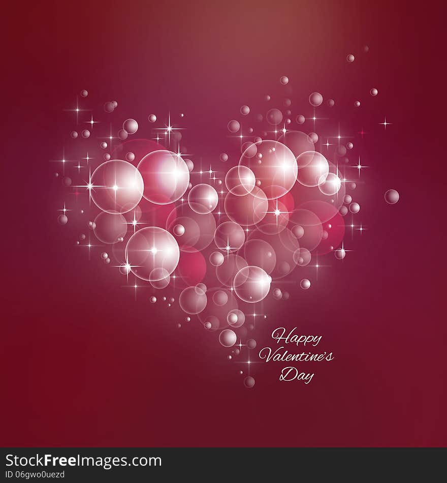 Soft Romantic Background of the Air Bubbles and Heart