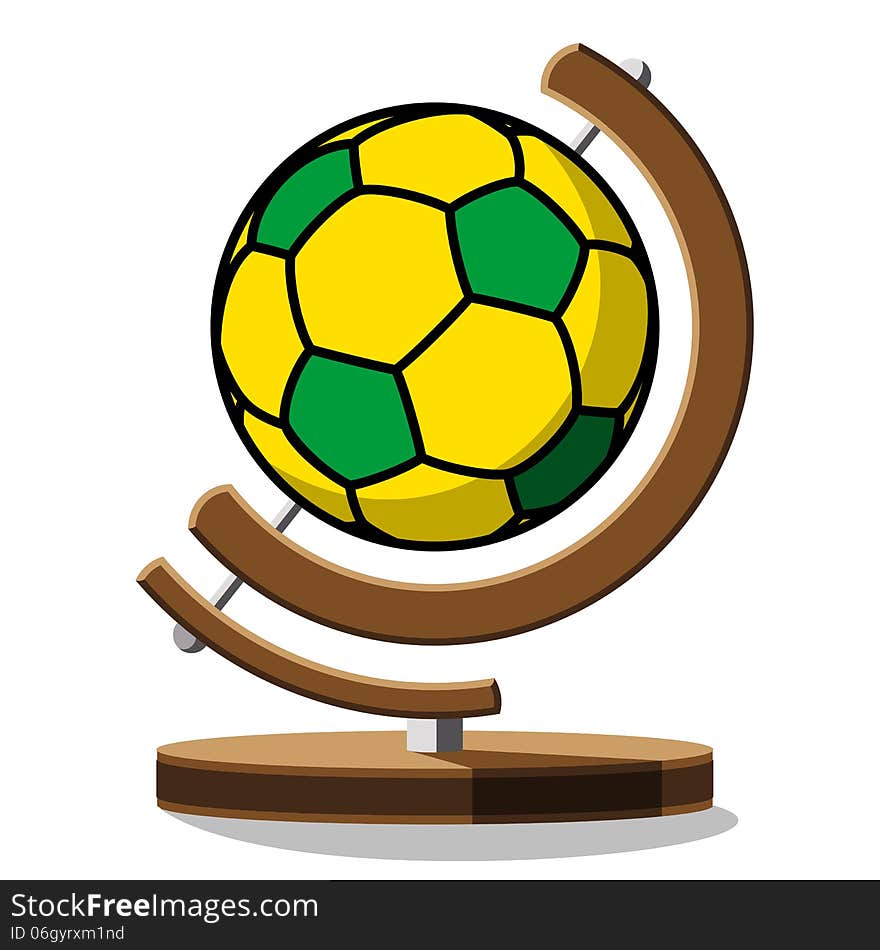 Isolated soccer ball colors of the Brazilian flag