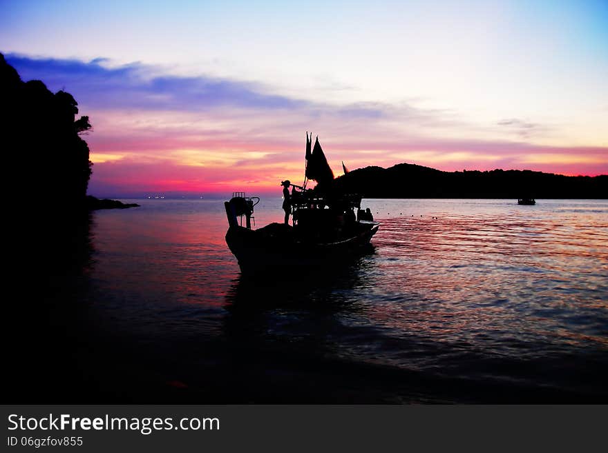 Beautiful beach sunset with boat nature background. Beautiful beach sunset with boat nature background