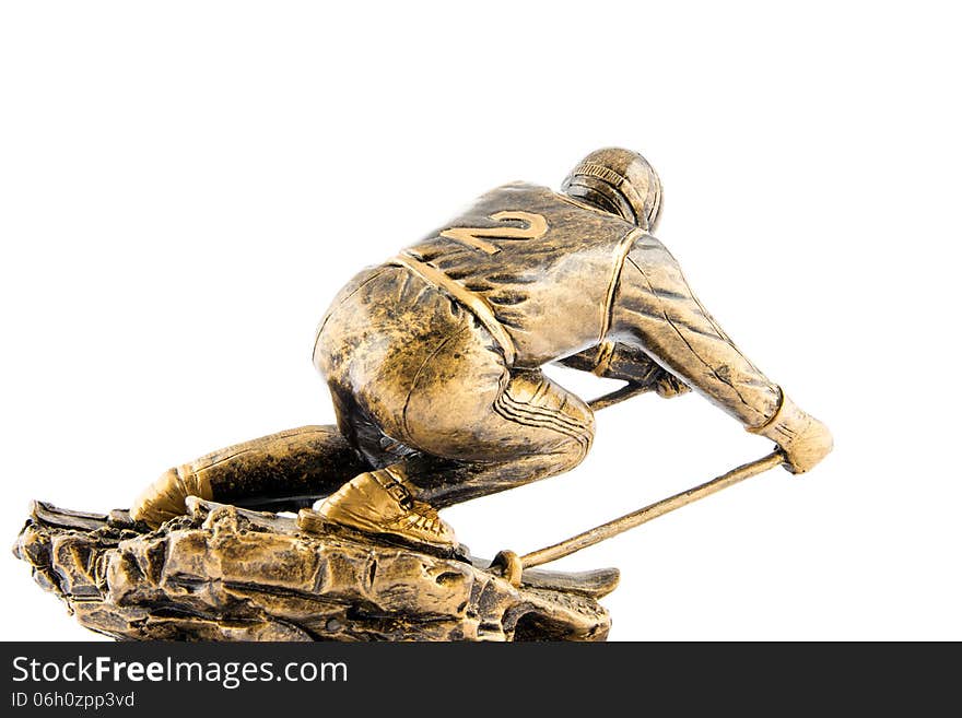 Gold ski champion statuette award