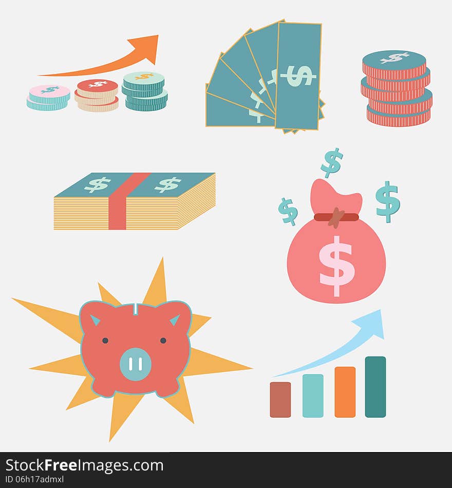 Simple icon for economic and business collection set