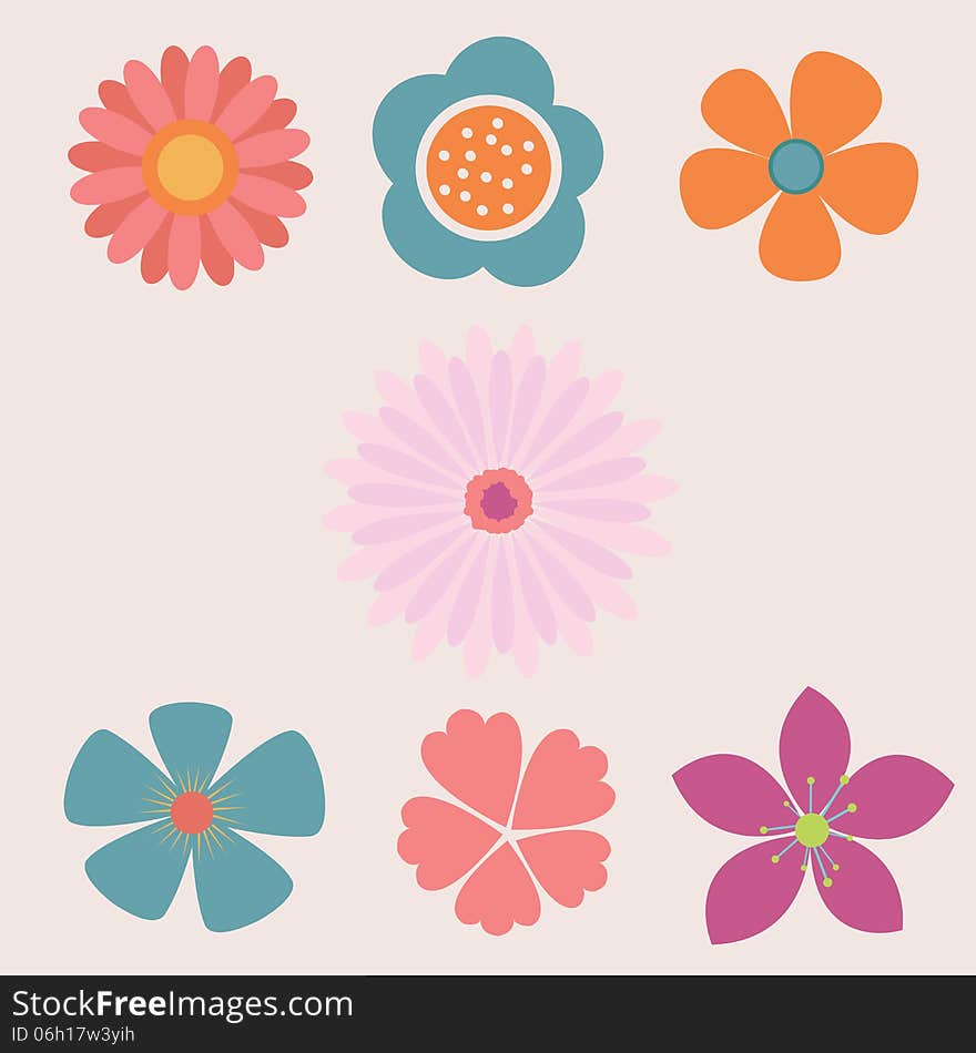 Pastel flower collection set