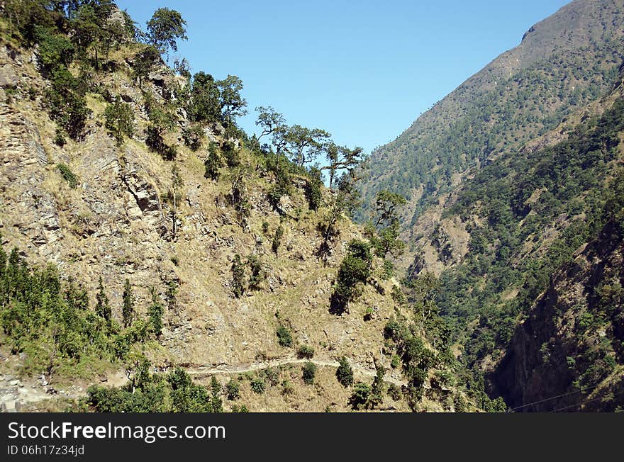 Trail on a mountain slope