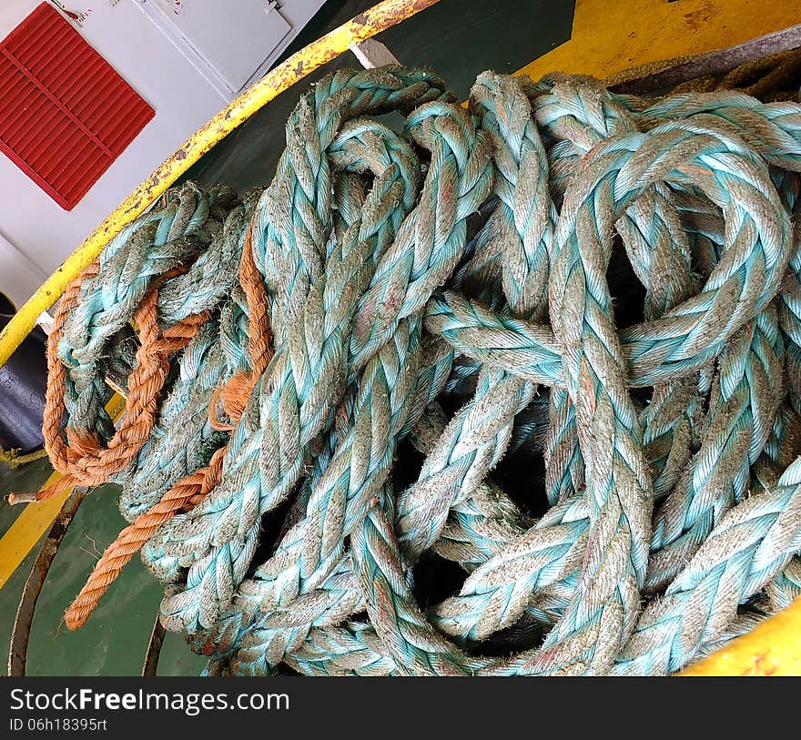 Rope in a big ship during navigation