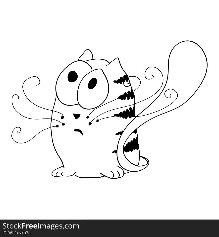 Hand Draw Cat.Sketch. Vector.