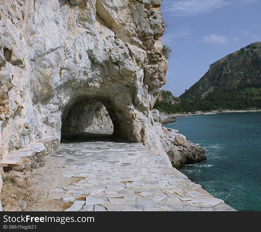 Walking Trail Next To Ocean In Nafplio.