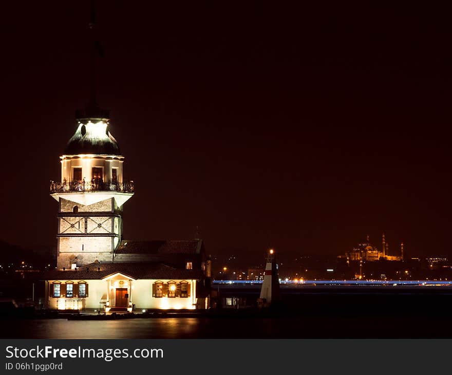 The Maiden's Tower at the Night in Istanbul, Turkey. You can find other versions at my portfolio. The Maiden's Tower at the Night in Istanbul, Turkey. You can find other versions at my portfolio.