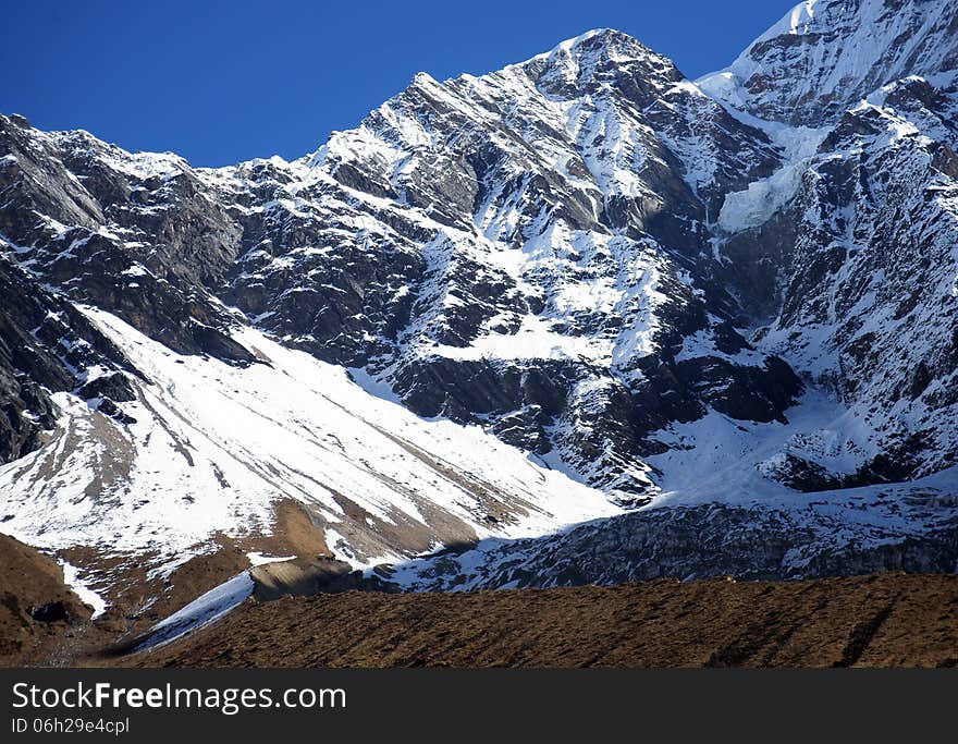 High in the mountains, vegetation is absent