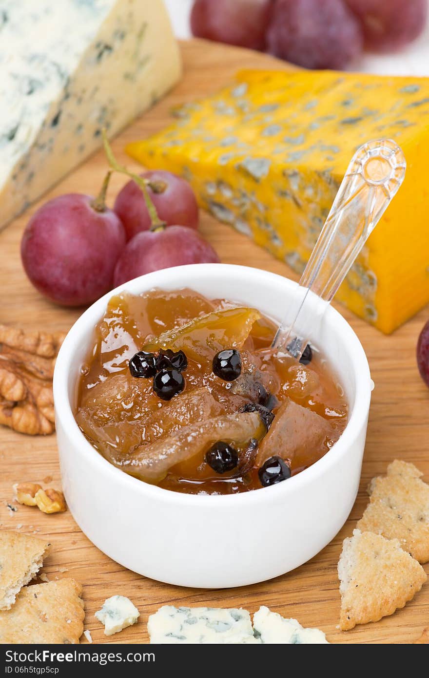 Apple jam to soft cheeses, close-up