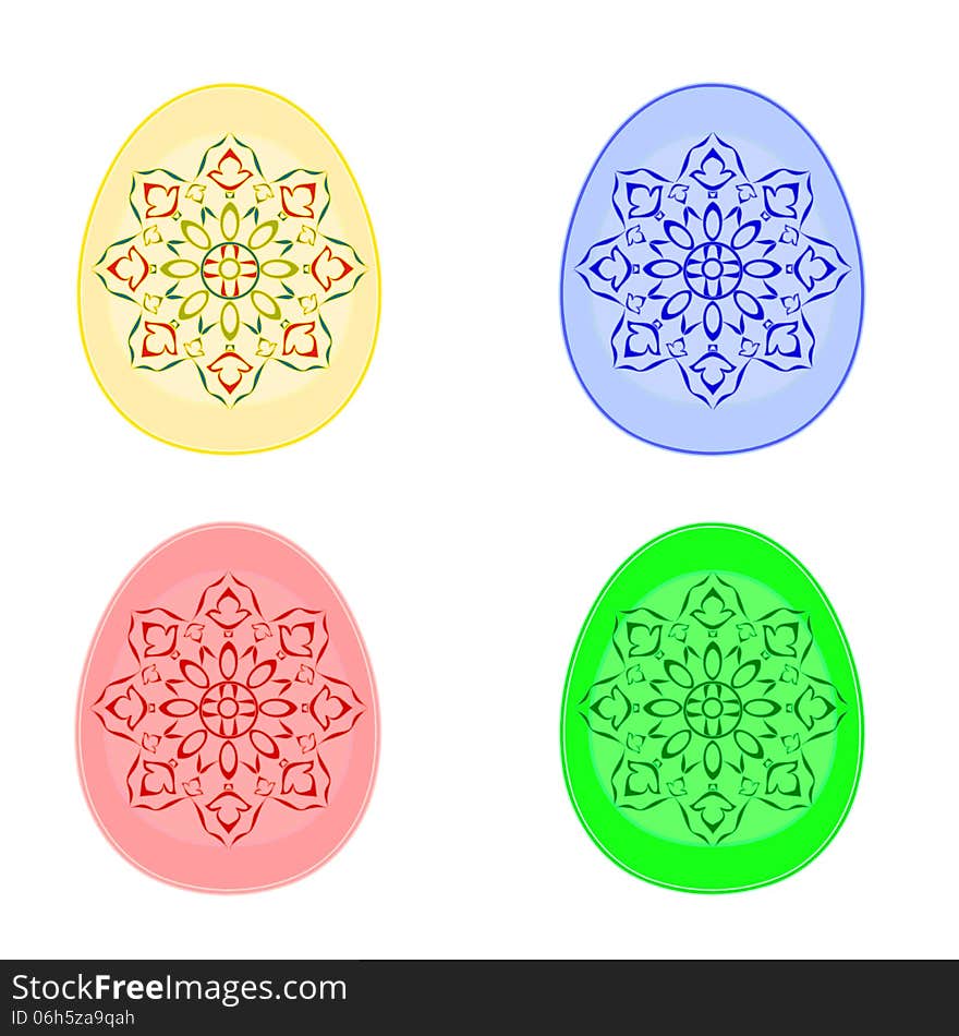 Decorated Easter eggs set with ornamental pattern vector illustration