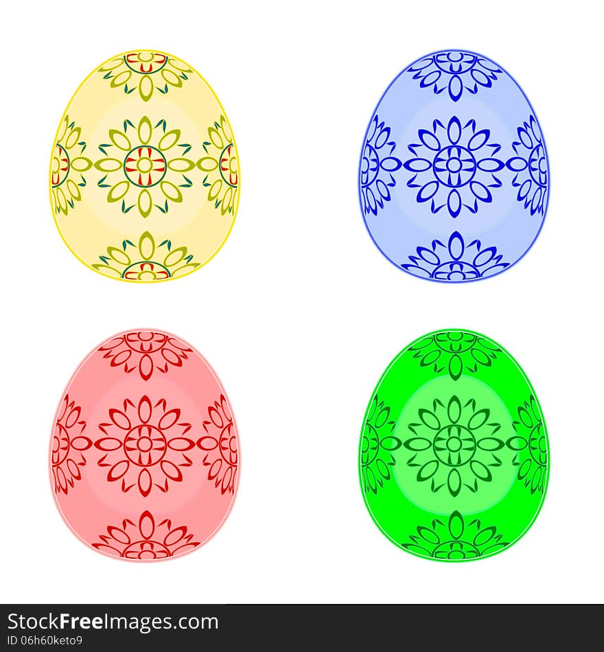 Decorated Easter eggs set with ornamental pattern vector illustration