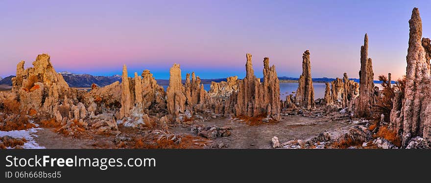 Mono Lake tufa formations at sunrise