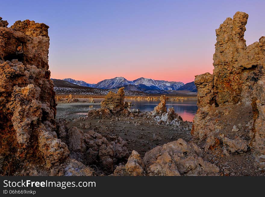 Mono Lake tufa formations at sunrise