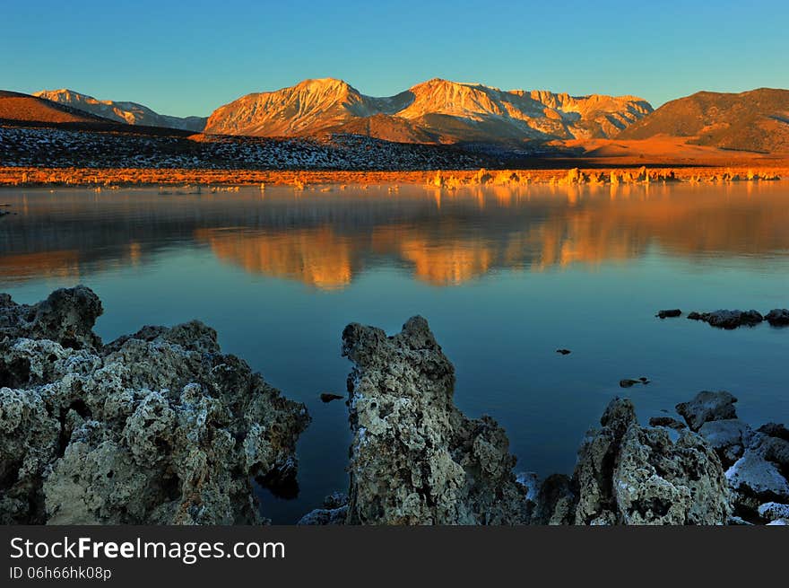 Mono Lake tufa formations at sunrise