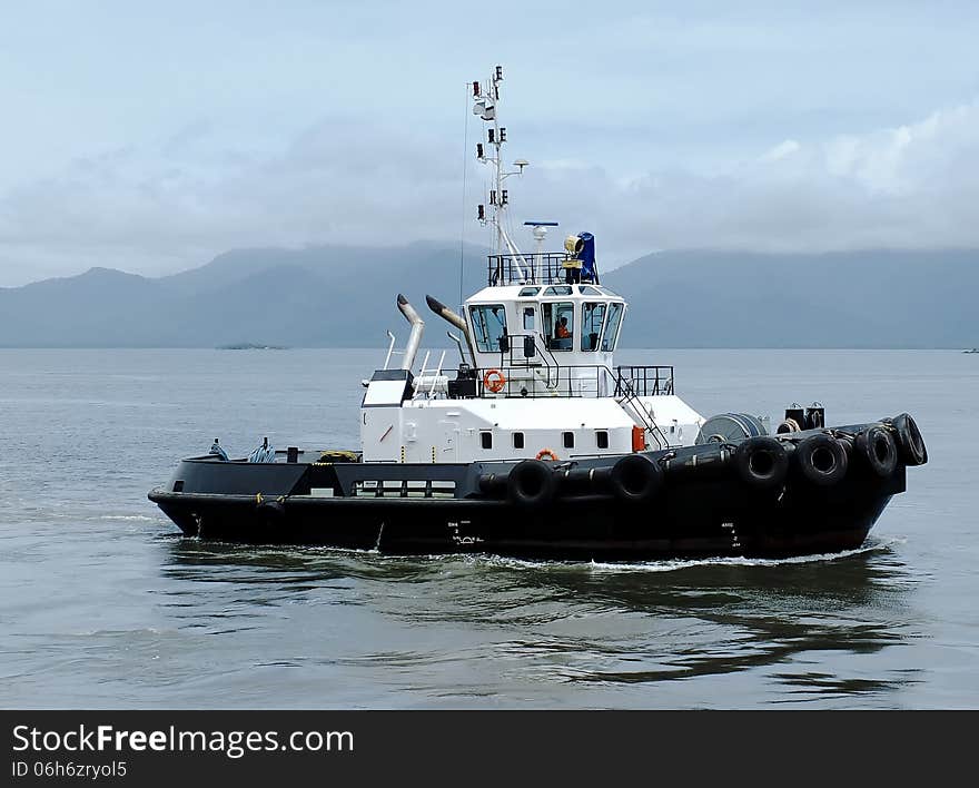 Tug boat in the harbour of paranagua'