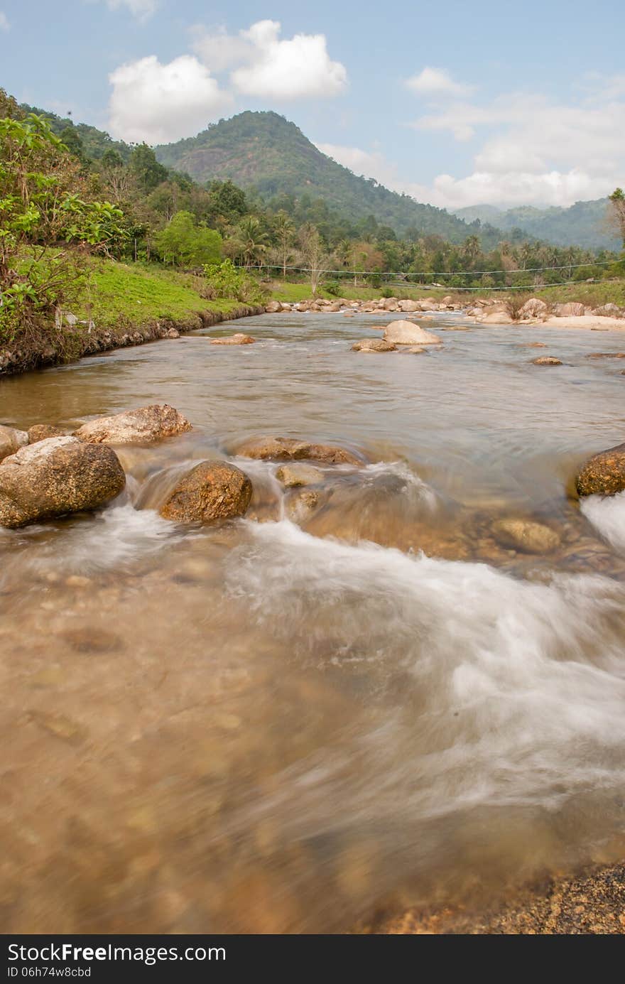 Landscape with a mountain river