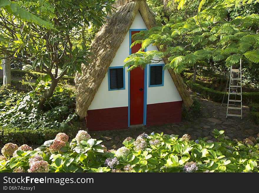 Madeira Island. Classic Triangular House.