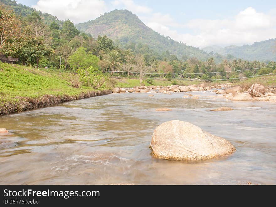 Landscape with a mountain river