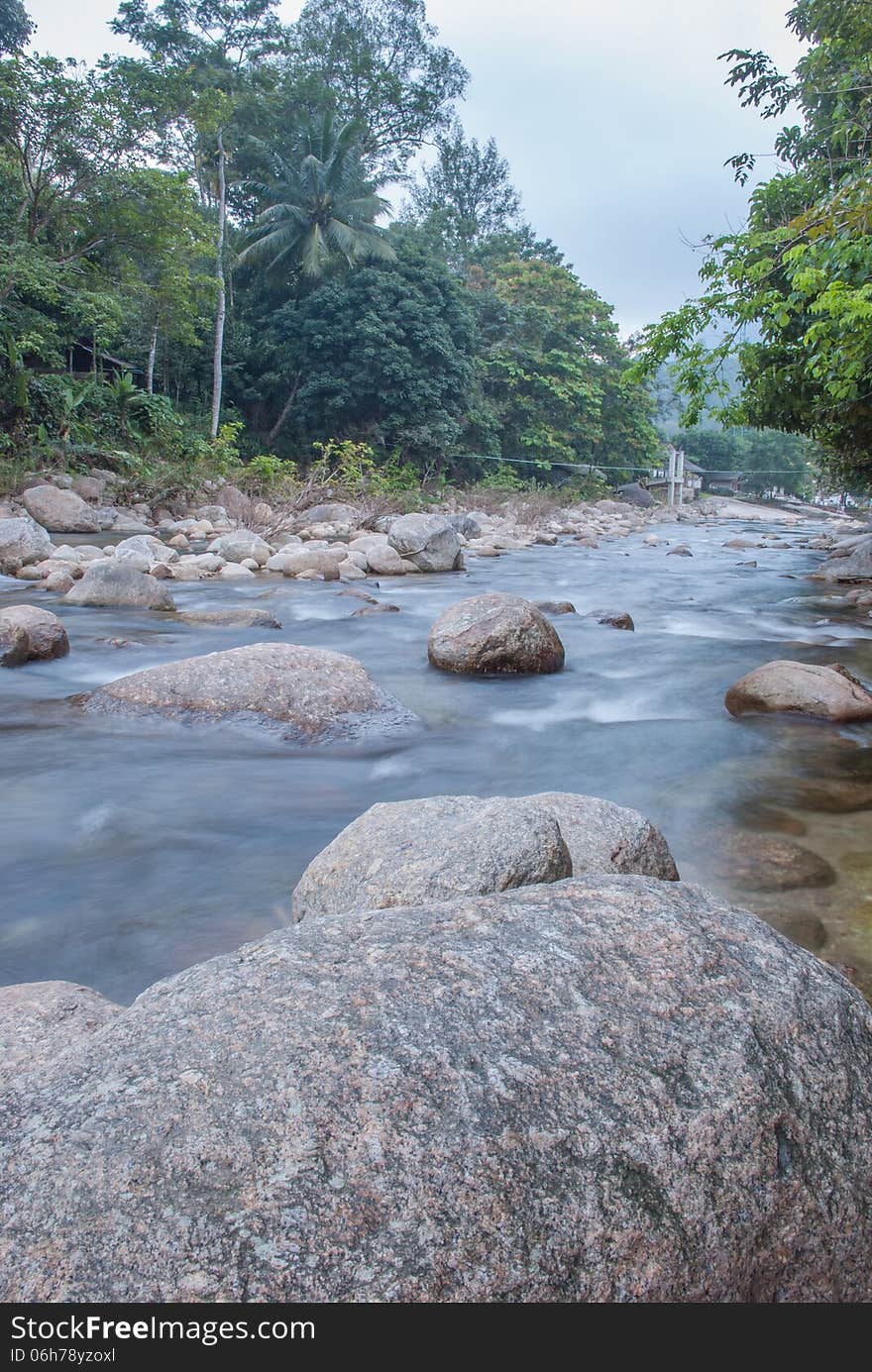 Landscape with a mountain river