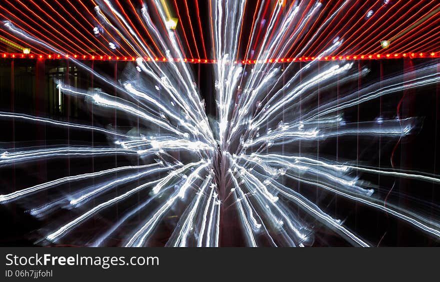 Long Exposure Of Christmas Lights While Zooming Out