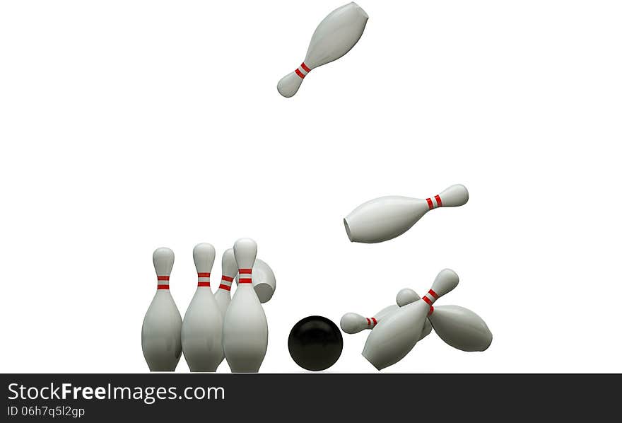 Bowling pins isolated on white background