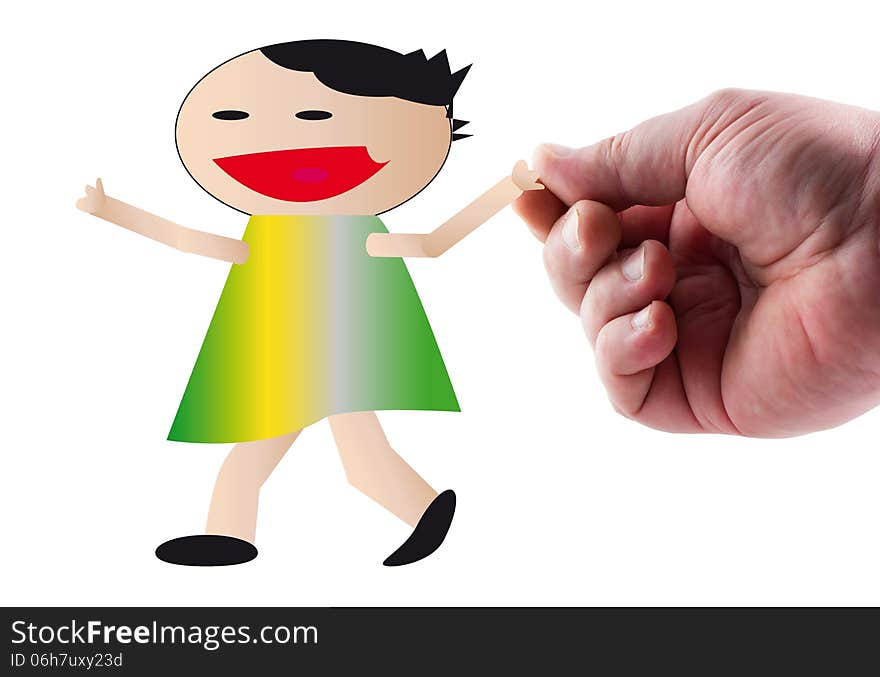 Child behaves parent on a white background for the handle. Child behaves parent on a white background for the handle