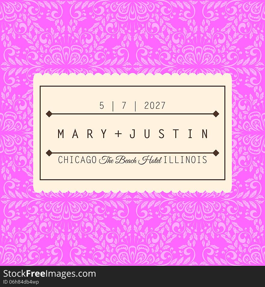 Wedding card or invitation with abstract floral background