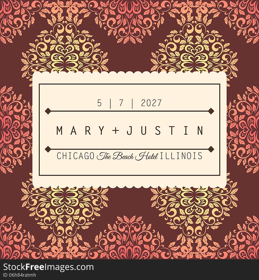 Wedding card or invitation with abstract floral background