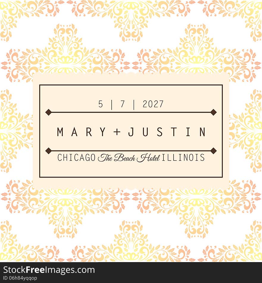 Wedding card or invitation with abstract floral background